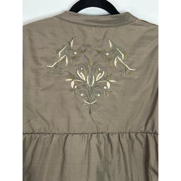 Sundance Women’s Plaid Checkered Embroidered Floral Army Green Full Zip Jacket L - Picture 6 of 6